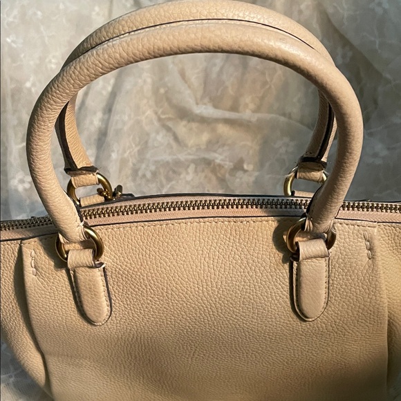 Coach Elise taupe pebbled leather satchel - Picture 3 of 10